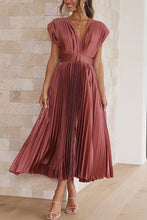 Load image into Gallery viewer, Hello Gorgeous Satin Pleated Midi Dress