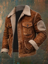 Load image into Gallery viewer, Men's Vintage Suede Patchwork Lamb Fleece Multi-Pocket Reverse Collar Outdoor Jacket