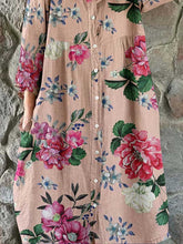 Load image into Gallery viewer, Women's Elegant Vintage Floral Print Shirt Style Cotton and Linen Dress