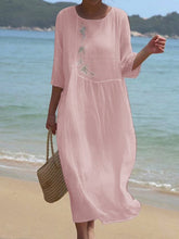 Load image into Gallery viewer, Floral Casual Cotton And Linen Dress