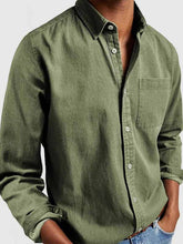 Load image into Gallery viewer, Men's Basics Vintage Washed 100% Cotton Pocket Long Sleeve Shirt