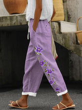 Load image into Gallery viewer, Women&#39;s Purple Floral Print Pants