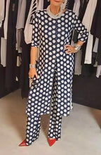 Load image into Gallery viewer, Women's Round Neck Long Sleeve Polka Dot Print Suit