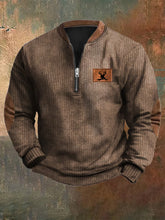 Load image into Gallery viewer, Men&#39;s Vintage Knit Print Zip-Up Sweatshirt