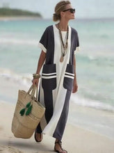 Load image into Gallery viewer, Women's Holiday Contrast Print Round Neck Loose Dress