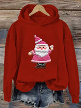 Load image into Gallery viewer, Women&#39;s Pink Santa Print Hoodie