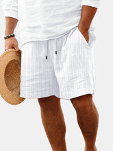 Load image into Gallery viewer, Men's Summer Solid Color Vertical Strip Casual Beach Shorts