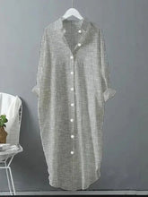 Load image into Gallery viewer, Ladies Retro Striped Design Casual Loose Shirt Dress