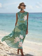Load image into Gallery viewer, Women'S Round Neck Sleeveless Color-Block Printed Dress