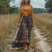 Load image into Gallery viewer, Women's Vintage V-neck Bohemian Pastoral Style Long-sleeve Maxi Long Dress