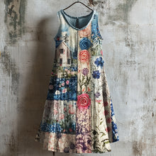 Load image into Gallery viewer, Cottage Floral Patchwork Fiber Art Linen Tank Dress 8ebe