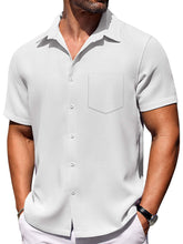 Load image into Gallery viewer, Men's Hawaiian Waffle Fabric Lapel Pocket Short Sleeve Shirt