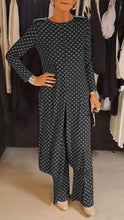 Load image into Gallery viewer, Women's Round Neck Long Sleeve Polka Dot Print Suit