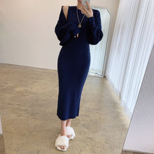 Load image into Gallery viewer, Temperament Round Neck Knitted Dress Two-Piece Set