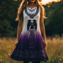 Load image into Gallery viewer, Mystical Viking Raven Embroidered Linen Tank Dress