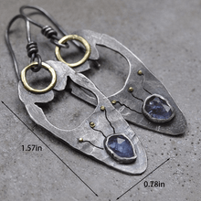 Load image into Gallery viewer, Skeleton Metal Blue Violet Crystal Earrings