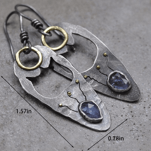 Skeleton Metal Blue Violet Crystal Earrings