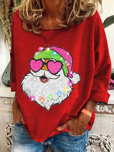 Load image into Gallery viewer, Women&#39;S Pink Santa Christmas Printed Crew Neck Sweatshirt