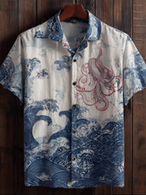 Load image into Gallery viewer, Men's Short-sleeve T-shirt With Ocean And Octopus Elements In Japanese Vacation Style