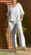 Load image into Gallery viewer, Casual Hooded Zipper Cotton and Linen Two-piece Suit