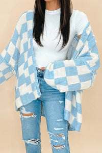 Casual Plaid Contrast Cardigan Collar Outerwear(3 Colors)