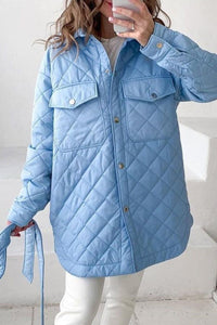 Casual Solid Bandage Patchwork Turndown Collar Outerwear