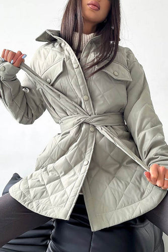 Casual Solid Bandage Patchwork Turndown Collar Outerwear