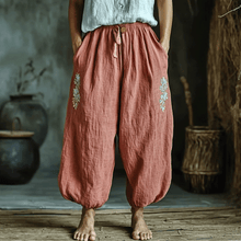 Load image into Gallery viewer, Women's Linen Bohemian Style Cropped Harem Trouser Pants