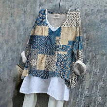 Load image into Gallery viewer, Floral Patchwork Japanese Sashiko Art Linen Blend Tunic