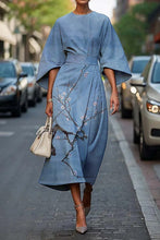 Load image into Gallery viewer, Women's Retro Elegant Japanese Simple Plum Blossom Print Midi Dress