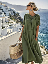 Load image into Gallery viewer, Women'S Solid Color Loose Cotton And Linen Pocket Dress