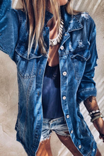 Load image into Gallery viewer, Casual Street Ripped Distressed Turndown Collar Outerwear