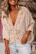 Load image into Gallery viewer, Casual Lace Hollow Out Distressed V Neck Outerwear