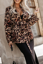 Load image into Gallery viewer, Casual Flowers Leopard Lace Up Turn-back Collar Outerwear(3 Colors)