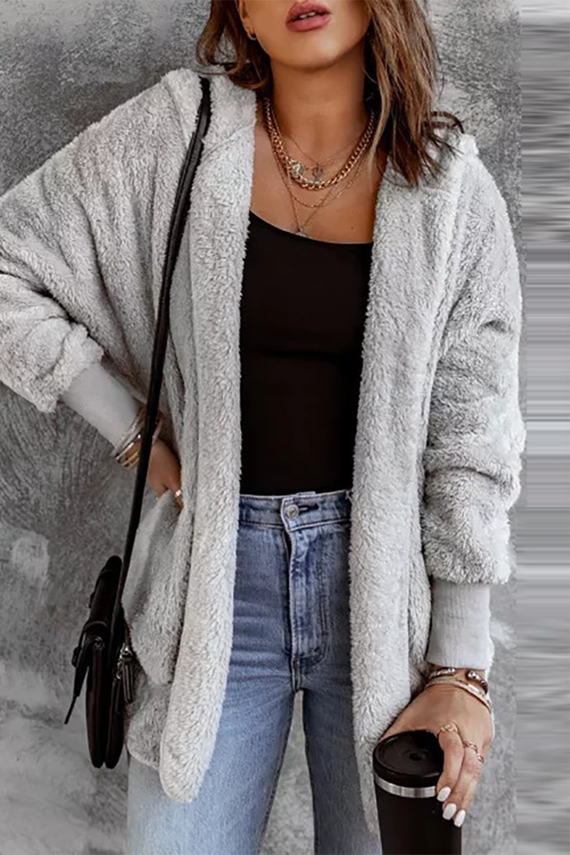 Casual Daily Fluffy Cardigan Collar Outerwear(5 Colors)