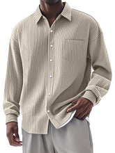 Load image into Gallery viewer, Men's Casual Simple Vertical Pit Strip Long-sleeved Lapel Shirt