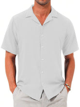 Load image into Gallery viewer, Men's Summer Solid Color Comfortable Puff Wrinkle Short Sleeve Shirt