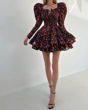 Load image into Gallery viewer, Elegant Lace-Up Print Mini Dress
