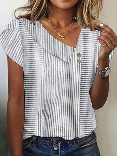 Women's Striped Printed Casual Topss