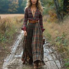 Load image into Gallery viewer, Women's Vintage V-neck Bohemian Pastoral Style Long-sleeve Maxi Long Dress