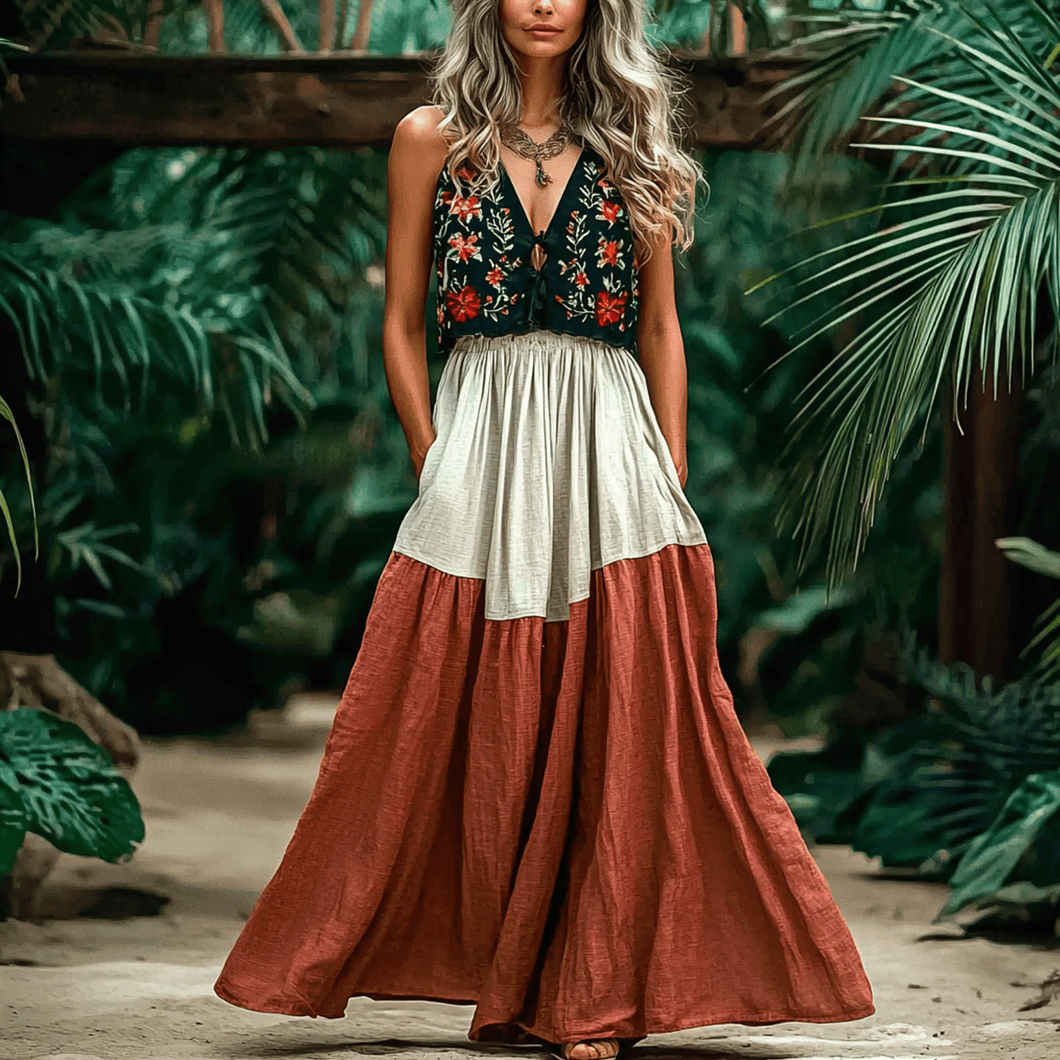 Women's Bohemian Elegant Sleeveless Casual Linen Maxi Dress