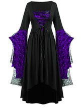 Load image into Gallery viewer, Halloween Skull Lace Tie Irregular Dress