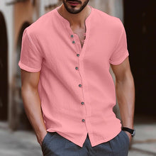 Load image into Gallery viewer, Men's Vintage Button Cotton Linen Short Sleeve Shirt