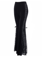 Load image into Gallery viewer, Halloween Gothic Dark Lace-Up Lace Patchwork Flared Pants