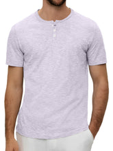 Load image into Gallery viewer, Men's Summer Solid Button Textured Short Sleeve Henley Shirt