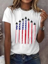 Load image into Gallery viewer, Women&#39;s Red White Blue Print T-shirt