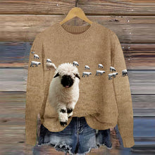 Load image into Gallery viewer, Greetings From The Stray Sheep Graphic Crew Neck Cozy Knit Sweater