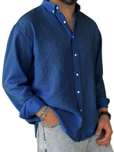 Load image into Gallery viewer, Men's Casual Simple Cotton Lapel Long-Sleeved Shirt
