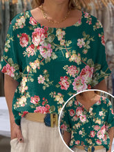 Load image into Gallery viewer, Women's Vintage Lovely Floral Art Print Front And Back Wear Short Sleeve Cotton Shirt