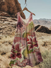 Load image into Gallery viewer, Abstract Creative Floral Art Linen Blend Tank Dress d383